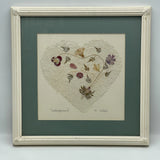 Vintage Handmade "Wildflower" Art Dried Pressed Flowers & Leaf Collage - SIGNED Dried Flower