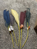 Faux Pampas Grass Sprays 5 Piece Multi Color Wire Stem 25Ó Long Floral Craft Pampas Grass