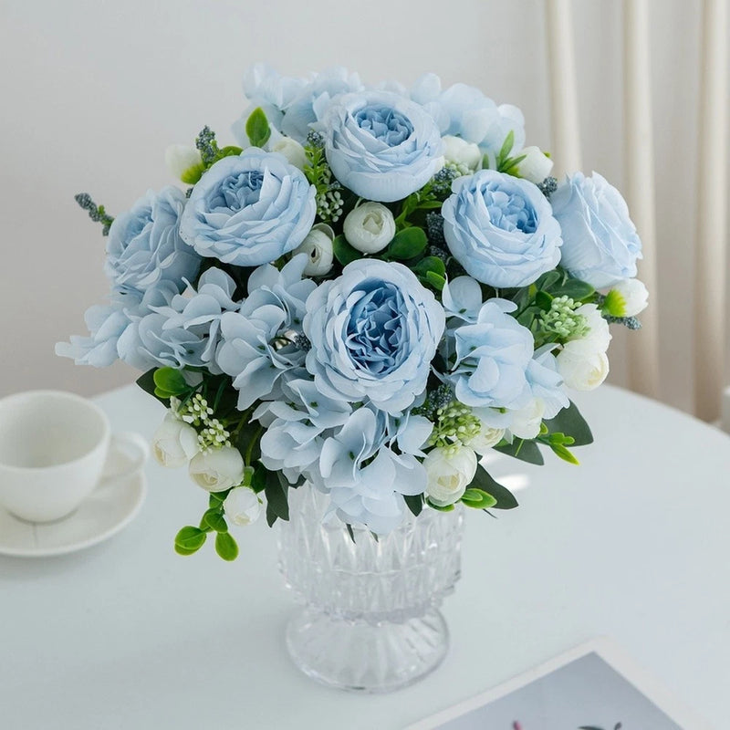 Artificial Silk Peony and Hydrangea Flowers Wedding Bouquet Home Decoration Peony