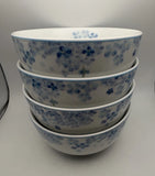 Set Of 4 Darbie Angell Hydrangea Blue Soup Cereal Bowls Hydrangea