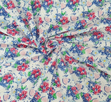Cotton Fabric Jersey Knit By The the Yard  Floral Print 7/18 #9 [Dess, Headwrap] Flowering Plants