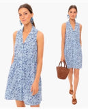 Tuckernuck Sleeveless Royal Shirt Dress Womens Small Blue Hydrangea Floral Hydrangea