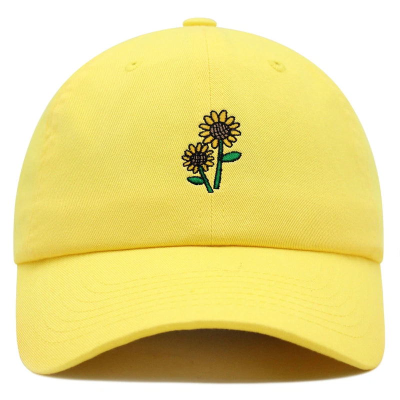 JPAK Sunflowers Premium Dad Hat Cotton 6-Panel Curved Brim Floral Garden Sunflower