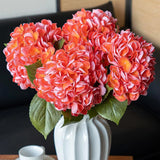 Large Long Stem Artificial Hydrangea, Orange Realistic Latex Touch Flower Hydrangea