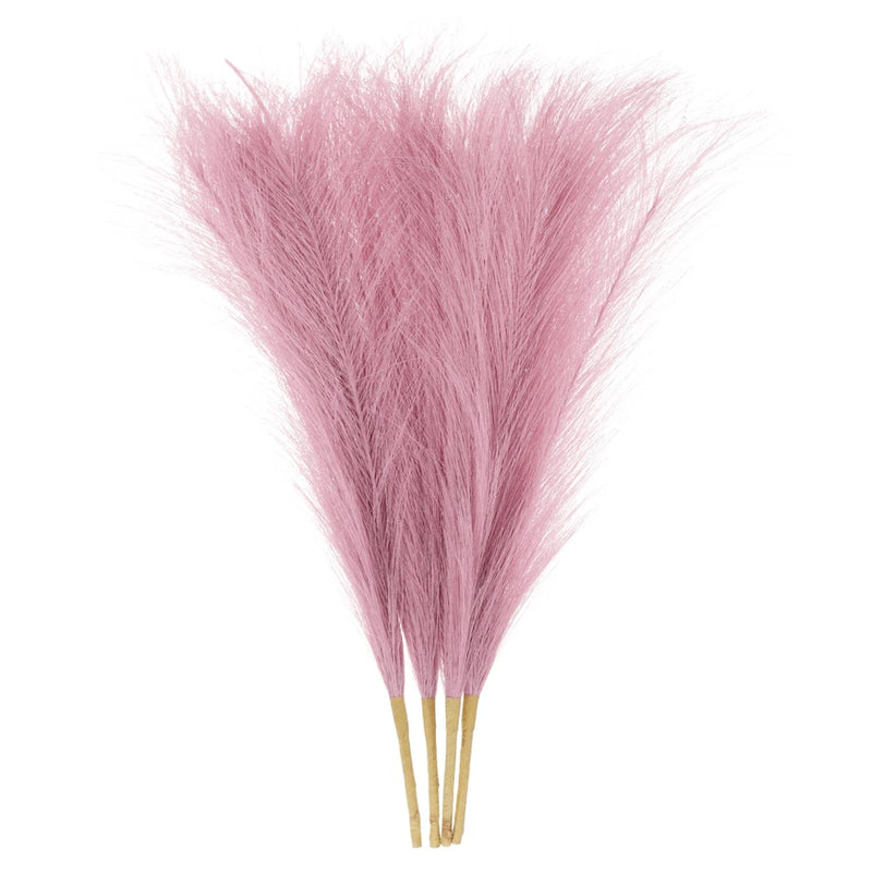4pcs Faux Pampas Grass 17 Inch 6 Stem Artificial Grass for Decor, Red Brown Pampas Grass