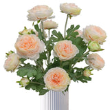 Champagne Ranunculus Artificial Flowers,6 Pcs 3 Flower Heads Faux Ranunculu F... Ranunculus