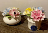 Set Of 2 Royal Doulton Bone China Flowers in Vase Rose Carnation Pansy Figurine Carnation