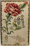 Love Is the Union of Two Hearts, Carnation Flower, Victorian Couple Postcard Carnation