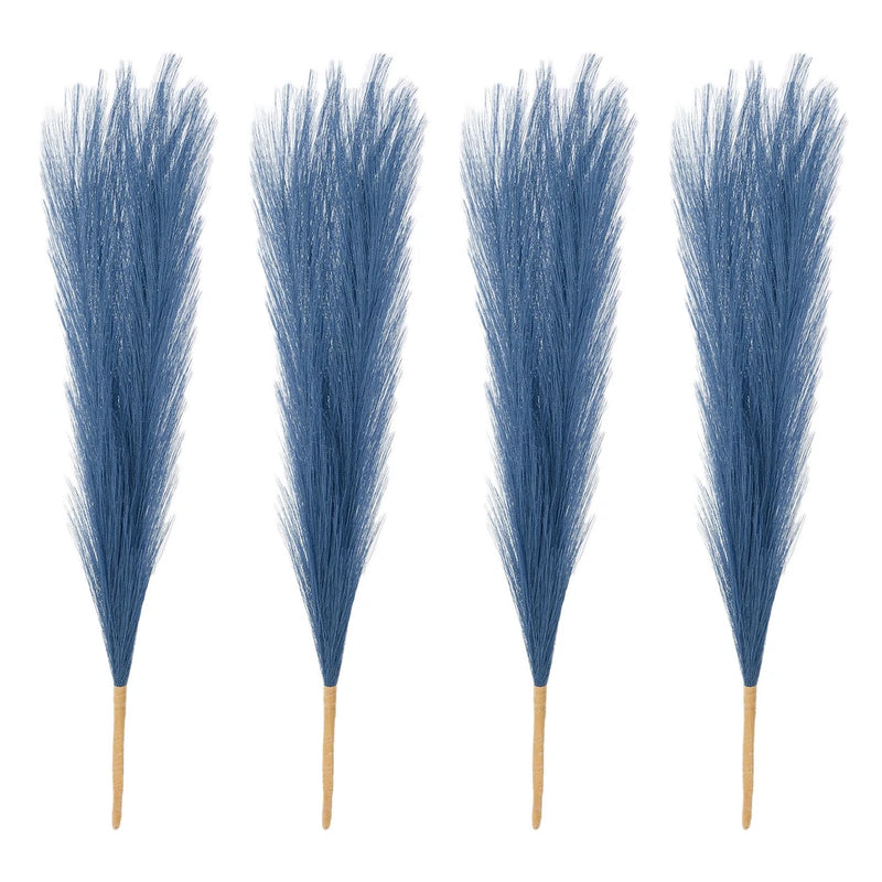 4 Pcs 17 Inch Faux Pampas Grass Artificial Boho Decor Peacock Blue Pampas Grass
