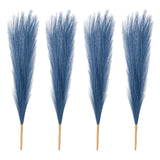 4 Pcs 17 Inch Faux Pampas Grass Artificial Boho Decor Peacock Blue Pampas Grass