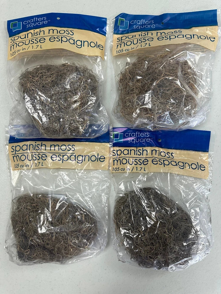 Artificial Spanish moss in four sealed bags, dark gray, dried foliage bundle