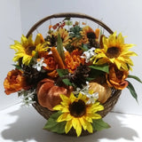 Fall Sunflower Pumpkin Basket Centerpiece Autumn Floral Arrangement DŽcor Sunflower
