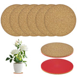 6-Pack 4 Inch Double Layers Cork Plant Coasters for Garden [Red, Wood Tone] Garden Plants