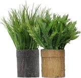 2 Pack Fake Fern Plant Potted Decorative Handmade Textured Paper Pot Greenery Green Plant