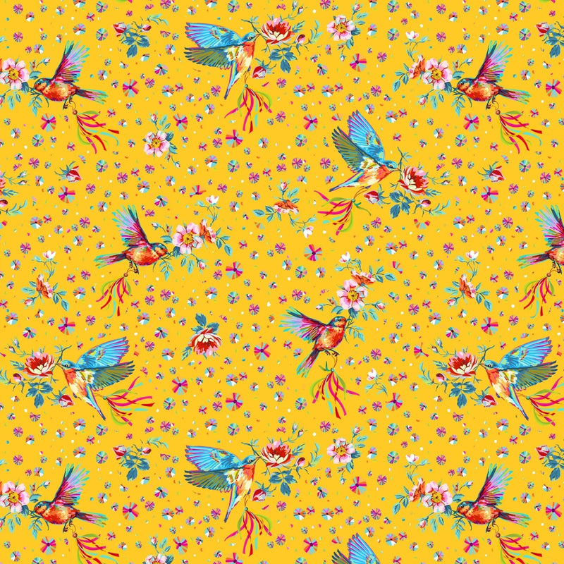 1/2 Yard Fabric - Festival | Flight - Yellow by FreeSpirit | PWOB118.YELLOW Flowering Plants