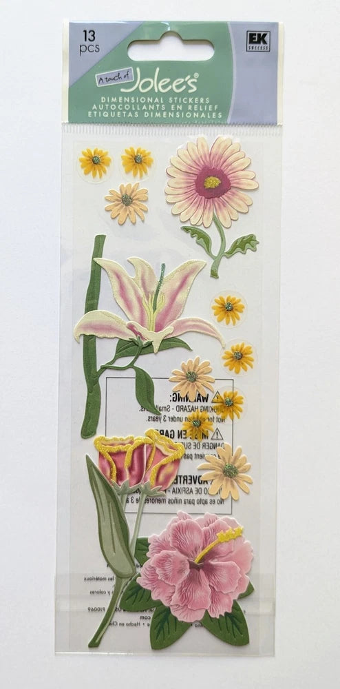 Jolee's Sun Flowers Scrapbooking Stickers Lily Tulips Hibiscus Sunflowers Sunflower
