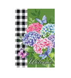 Hydrangea Checks House Suede Flag 29 x 43 Hydrangea