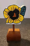 Handcrafted Wooden Flower Placecard Holder Country Sunflower Rustic Sunflower