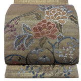 Fukuro Obi Gold Silk Peony Flowers Used 434cm Long 31cm Wide Peony