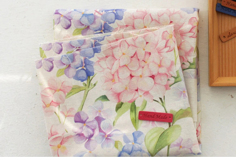 Hydrangea Flowers Cotton Linen Fabric made in Korea By the Yard Hydrangea