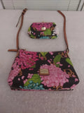 DOONEY  & BOURKE BLACK HYDRANGEA MONOGRAM CROSSBODY SET Hydrangea