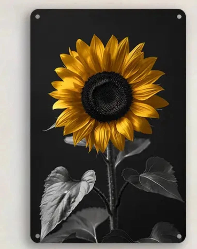 Floral Metal Wall Decor -Rustic Sunflower- NEW- 8x12 Sunflower