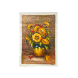 Impasto Oil Paint Canvas Art Sunflowers Yellow Vase Scroll Painting ws3426 Sunflower