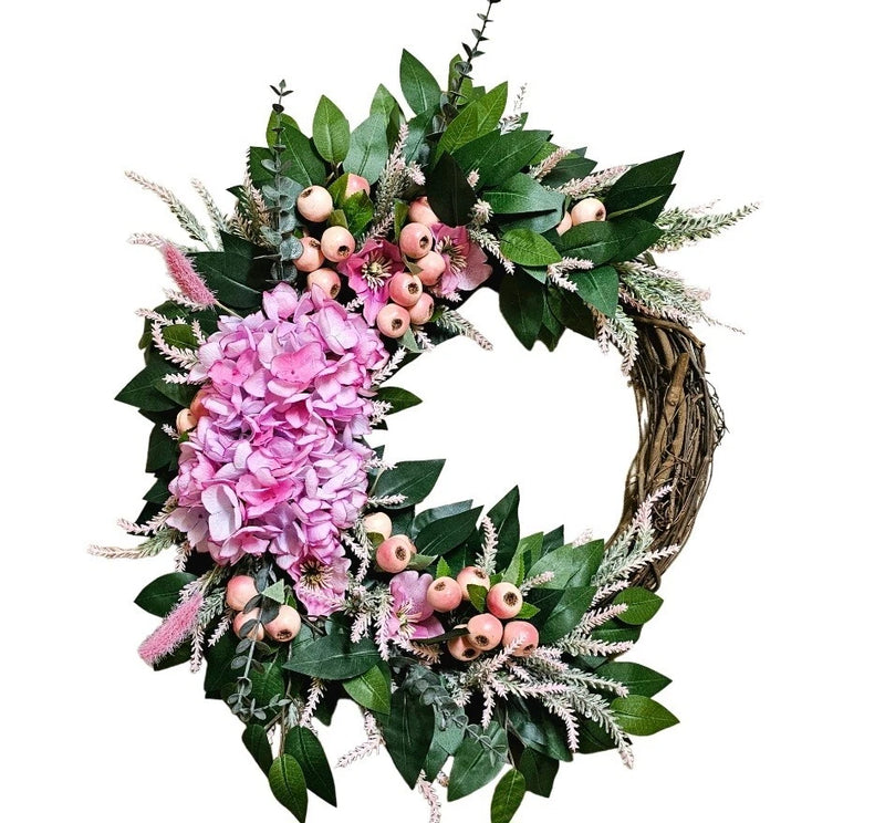 Pink Floral Spring Wreath Hydrangea