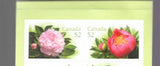 2008 CANADIAN FLOWERS, PEONIES SINGLES (2) FROM BKT DOMESTIC VALUE (52c),  MNH Peony
