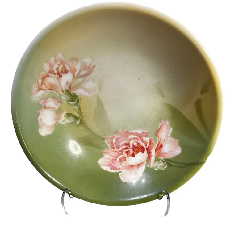 Vintage RS Germany Tillowitz Hand Painted Candy Bowl Pink Rose/Carnation Flower Carnation