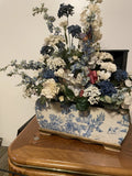 Artificial Hydrangea Carnation Arrangement Blue White Decorative Chest. Carnation