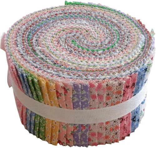 Vintage Floral Miniatures Jelly Roll Cotton Quilt Fabric Precut 2.5" 40 Strips Flowering Plants