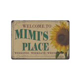 Mimi's Place Vintage Style Sign with Sunflower Grandma Grandmother Welcome Gift Sunflower