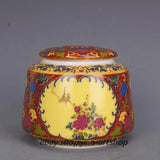 3.6" China Colour Enamels Porcelain Peony Flower Magpie Bird Tea-leaves Pots Peony
