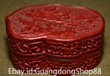 4" Rare Old Chinese lacquerware Carving Palace Peony Flower Jewelry Box Peony