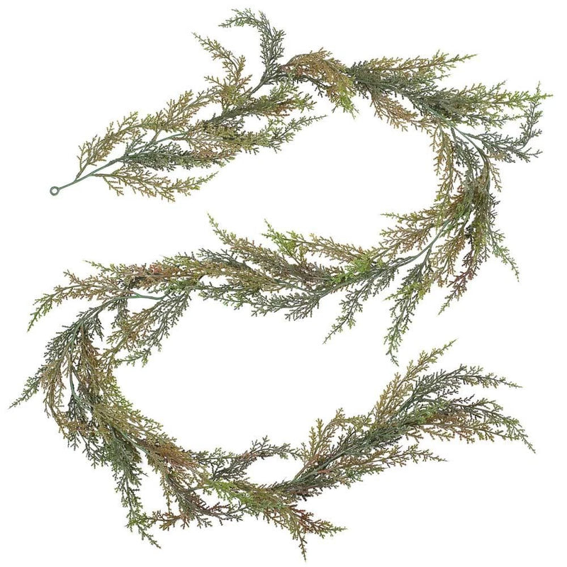 Set of 2 Artificial Weatherproof Cedar Juniper Garlands - Over 11 feet, Total Green Plant