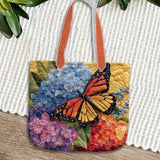 Quilted Butterfly Tote Bag, Hydrangea Flower & Butterfly Bag, Colorful Quilted S Hydrangea