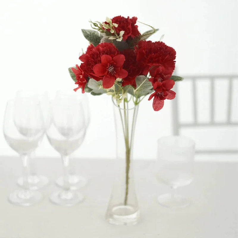 RED 3 Bushes 14" Silk Carnation FLOWERS Artificial Floral Bouquets Party Carnation