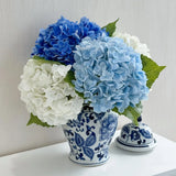 4 Pcs Real Touch White/Light Dark Blue Hydrangeas Artificial Flower 21'' Real... Hydrangea