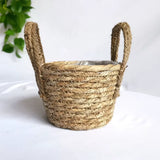 Nordic Straw Weaving Flower Plant Rustic Style Basket For Outdoor Garden Plants Garden Plants