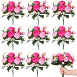 8 Packs Artificial Peony Flowers Faux Flowers Silk Peonies Bouquet Vintage We... Peony