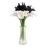20pcs Artificial Calla Lily Fake Silk Flowers for Home Decor, Black/White Lily