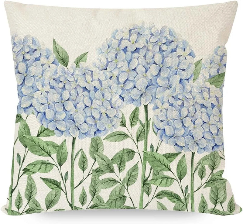 PANDICORN Blue Hydrangea Spring Throw Pillow 18 x 18 (Pack of 1), Green Hydrangea