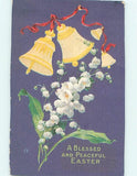Divided-Back Easter LILY OF THE VALLEY FLOWERS & BELLS WITH RED RIBBON o5690 Lily