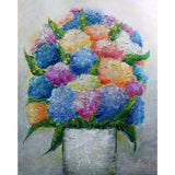 Colorful Hydrangeas Flowers Bouquet, Modern Bohemian Original Oil Painting ART Hydrangea