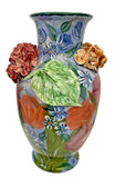 LESAL Ceramics Hand Painted 16"  Floral Hydrangea  Vase. California. Signed. Hydrangea