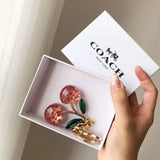ªCoachª Cherry Bag Charm Keychain Glitter Resin and Metal Brass/Red Apple Roses