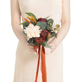 Ling's Moment Artificial Flowers Terracotta Bridesmaid Bouquet, Fall Wedding ... Bouquet