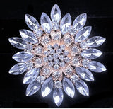 Vibrant White STAR Sunburst SUN Flower BIG Rhinestone Vintage Inspired Brooch Sunflower
