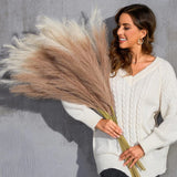 Faux Pampas Grass Tall, 9 PCS 43''/ 110 cm Large Fluffy Pampas Grass Decor, Fake Pampas Grass